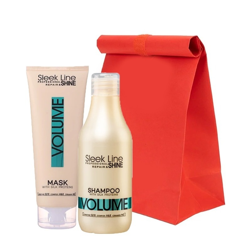 Oferte la Set Sleek Line Volume – Sampon, 300 ml si Masca pentru volum intens cu proteine din matase, 250 ml