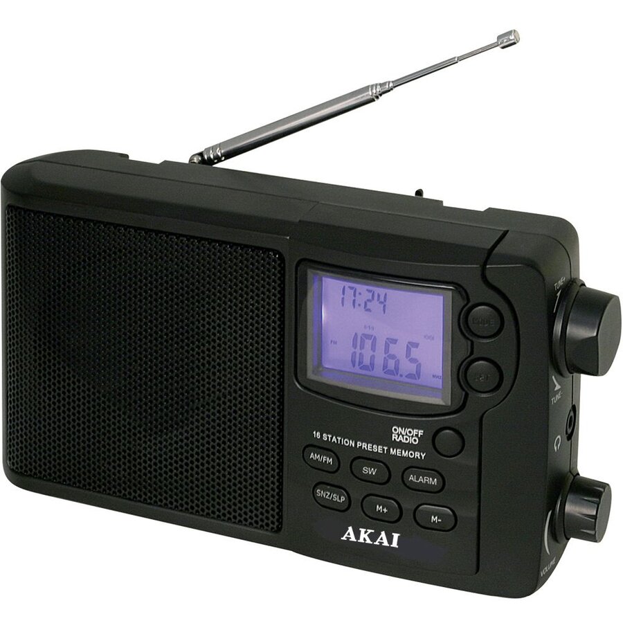 Oferte la Radio FM / AM / MW / SW portabil Akai APR-2418, alimentare retea sau baterii, iesire casti, ecran LCD, alarma, Sleep, Snooze