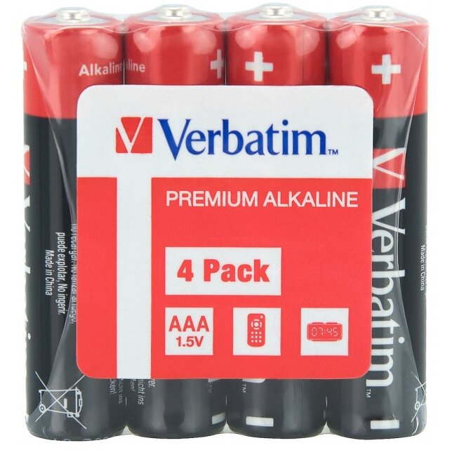 Oferte la BATERIE VERBATIM  AAA (R3), 1.5V alcalina,  4 buc., shrink wrap 49500