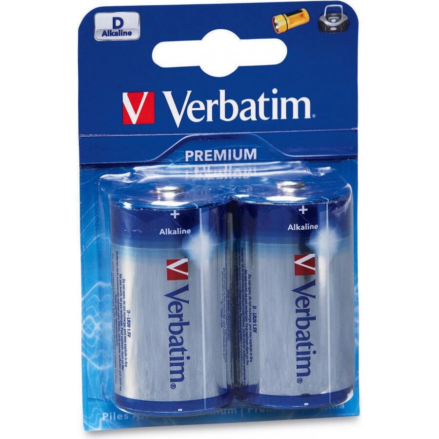Oferte la SET 2 BATERII TIP D ALCALINE, VERBATIM 49923  (R20)