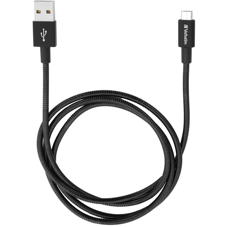 Oferte la CABLU alimentare si date VERBATIM, pt. smartphone, USB 2.0 (T) la Micro-USB 2.0 (T),  1m, premium, cablu metalic, negru, 48863