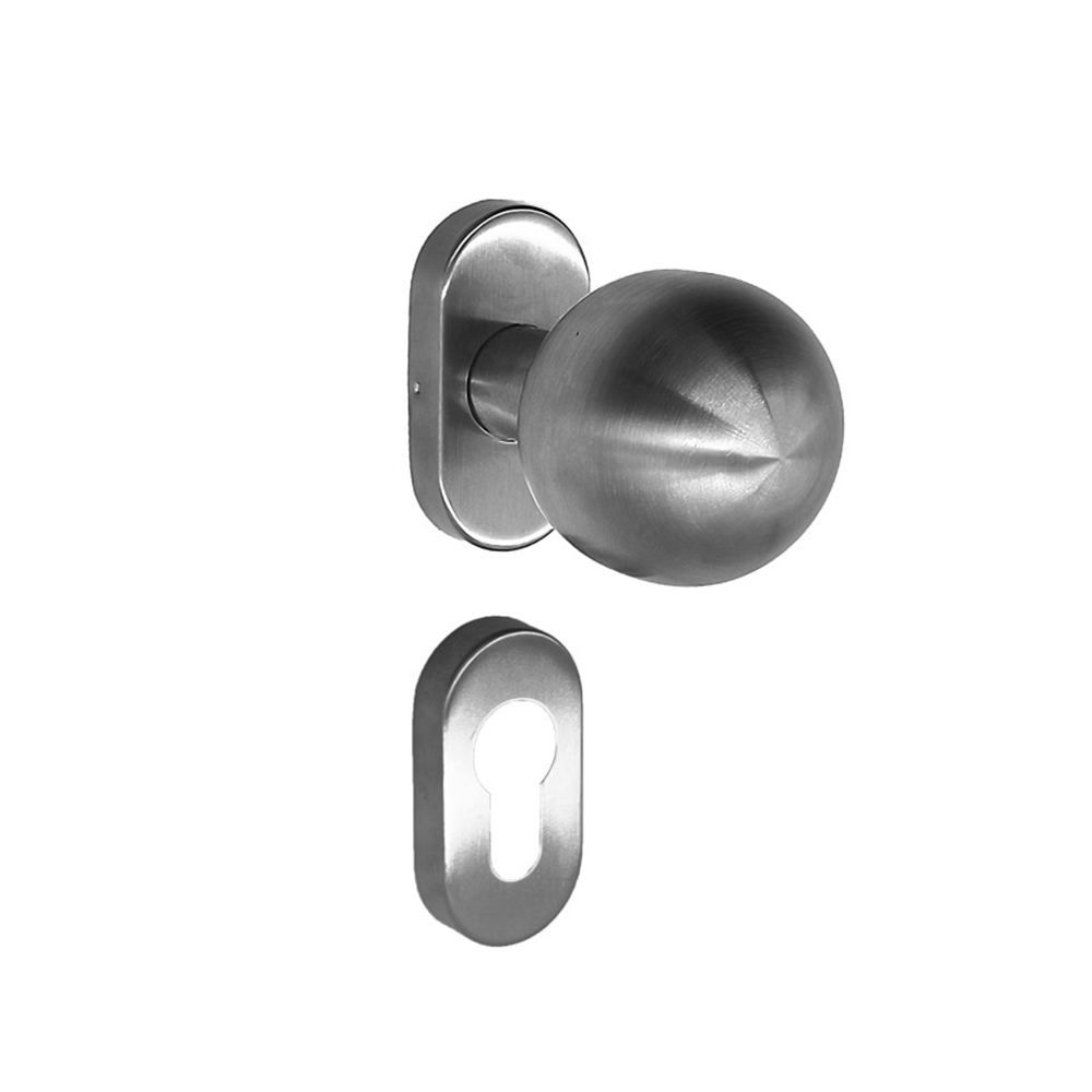 Oferte la Set manere cu rozeta ovala poarta/usi Stift, tip bila, inox, argint periat