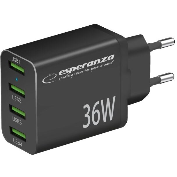 Oferte la Incarcator EZC107K   36W   Quick Charge 3.0 4x USB A Negru