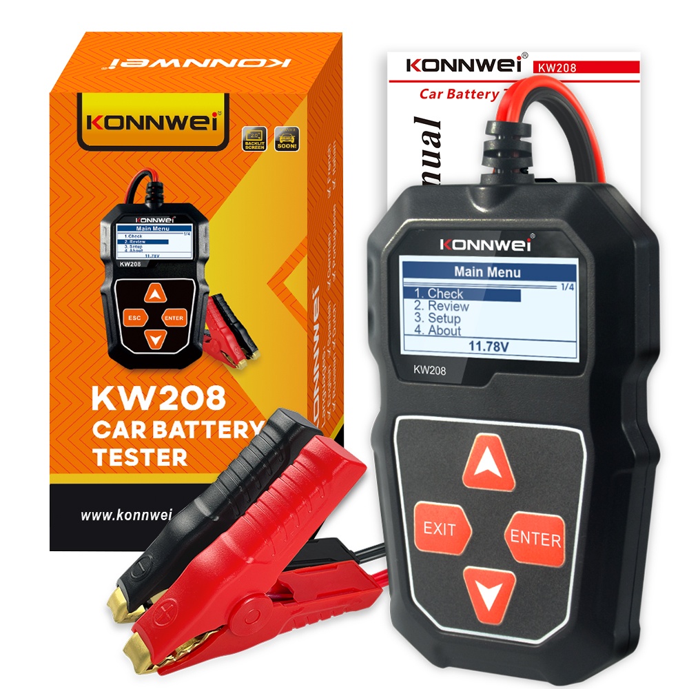 Oferte la Tester Baterie Alternator Auto KONNWEI KW208, 12V, Test Incarcare, Pornire, Cranking, AGM, GEL, LiFePO4, afisaj LCD
