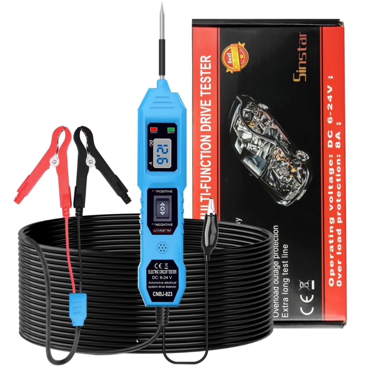 Oferte la Tester Tensiune Auto Circuite Electrice Techstar® 823, 6-24V cu Afisaj LCD, LED, Clesti si Sonda Otel Inoxidabil