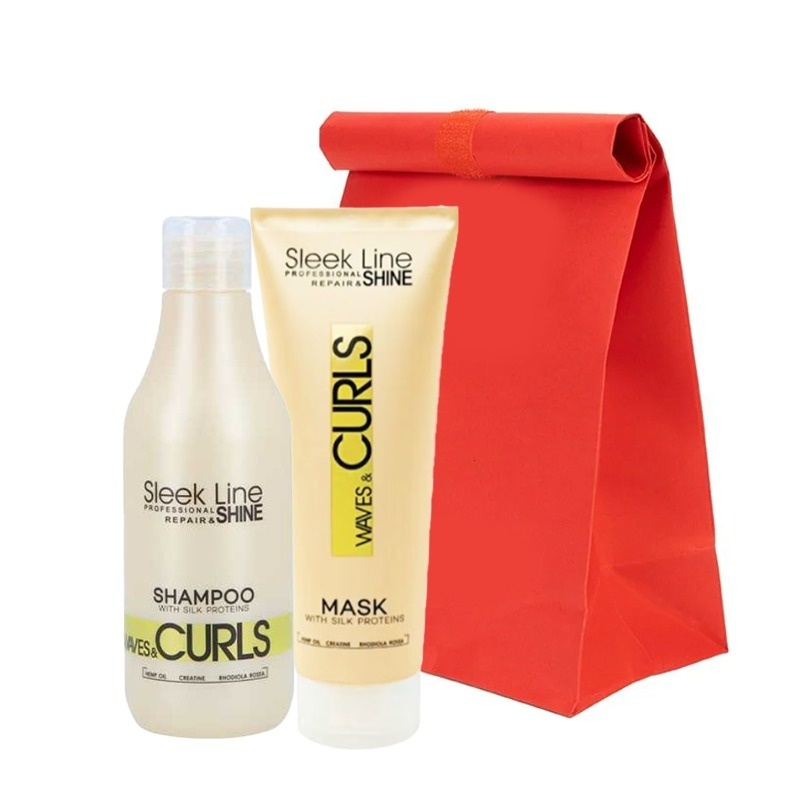 Oferte la Set Sleek Line Waves & Curls – Sampon, 300 ml si Masca cu proteine din matase, 250 ml