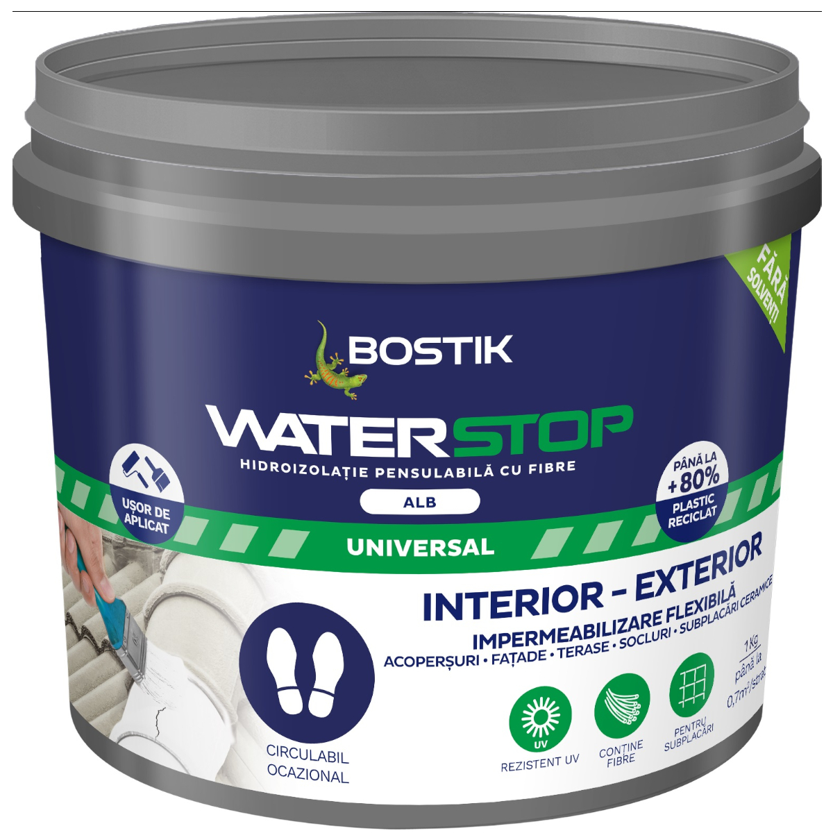 Hidroizolatie pensulabila cu fibre Waserstop Bostik, maro, 1 kg