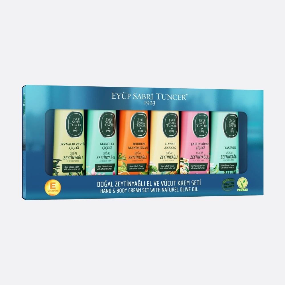 Oferte la Set Creme de maini și de corp cu ulei natural de Măsline Eyüp Sabri Tuncer 6 x 50 ml