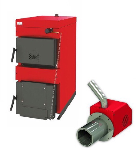 Oferte la Pachet centrala mixta combustibil solid si peleti Sunsystem Burnit NWB MAX 90 KW cu arzator Peleti Pell 70 kw snec aprindere automata
