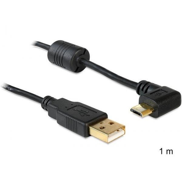 Cablu Delock USB-A tata la USB micro-B in unghi 90°, stanga/dreapta, economisire spatiu