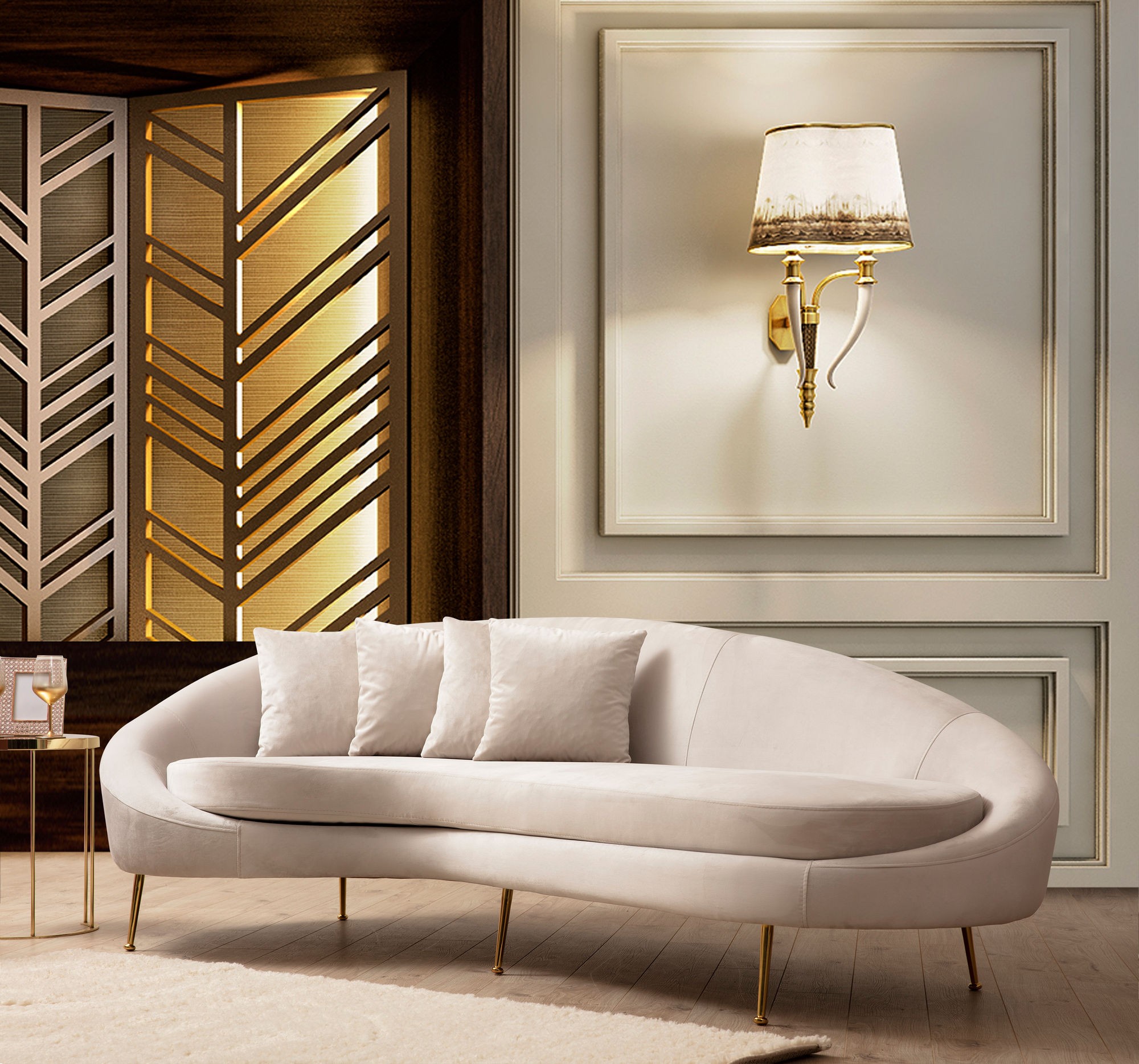 Oferte la Canapea Tapitata cu 3 Locuri Eses Left - Beige