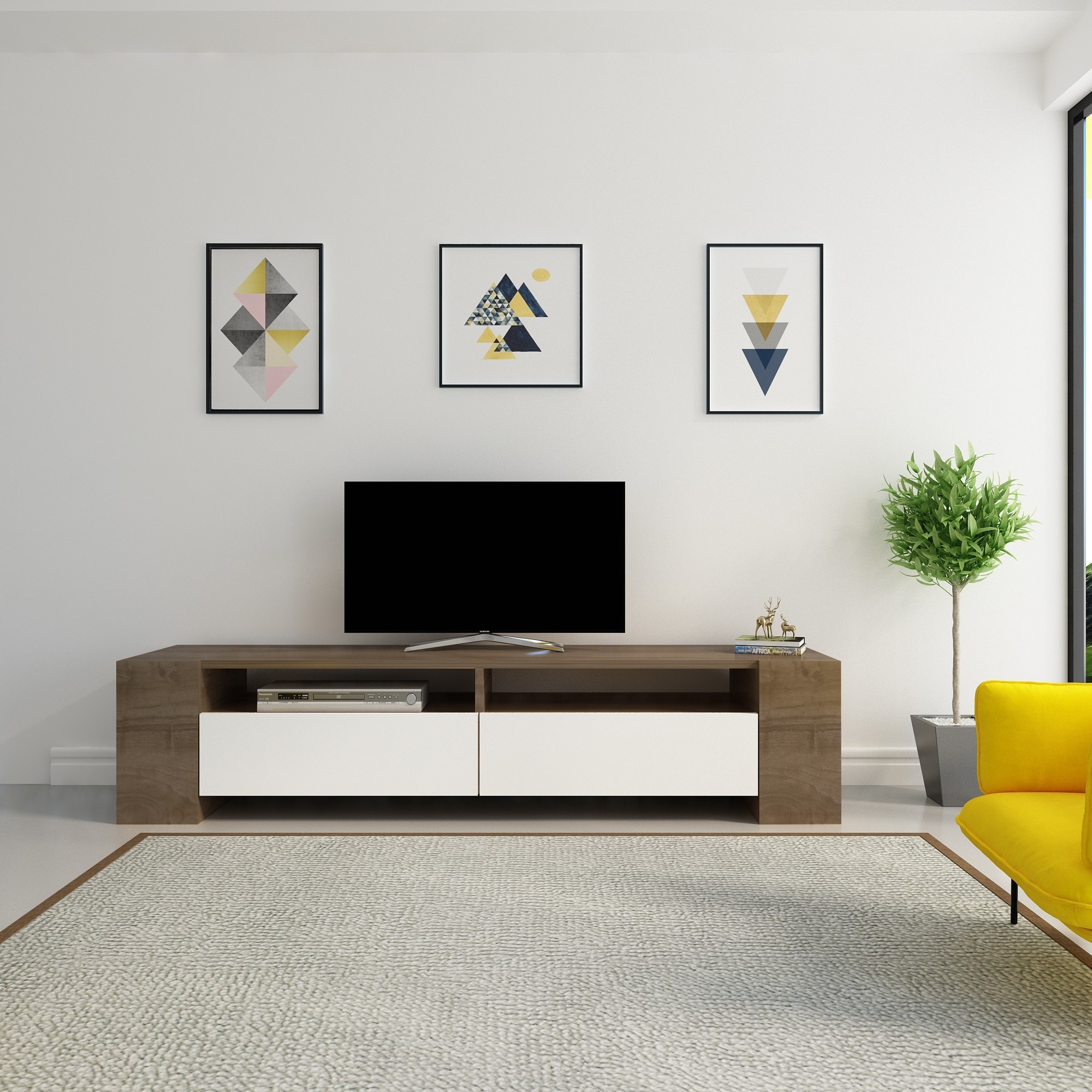 Oferte la Comoda TV Sosruko - Walnut, White 155 X 35 X 35