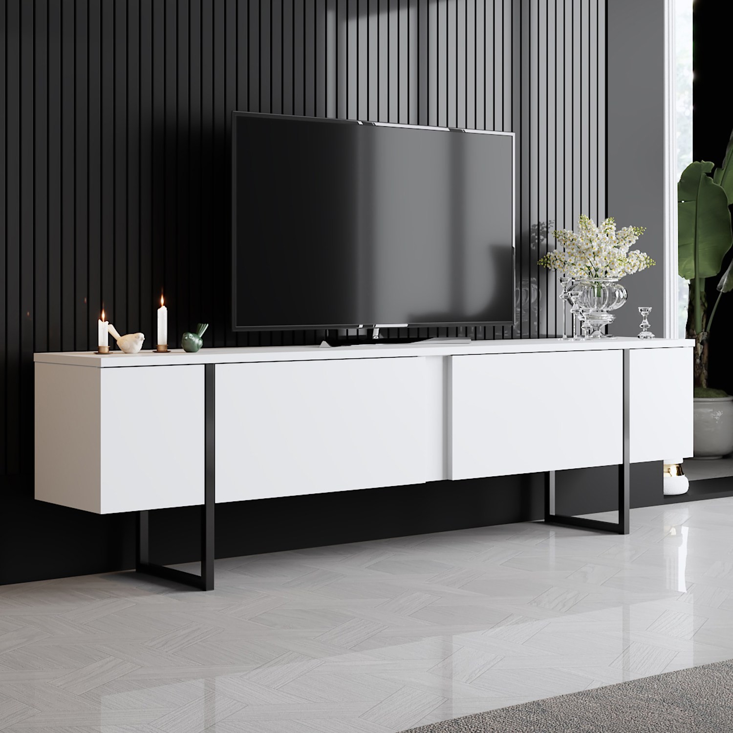 Oferte la Comoda TV 180 X 30 X 50 Luxe - White, Black