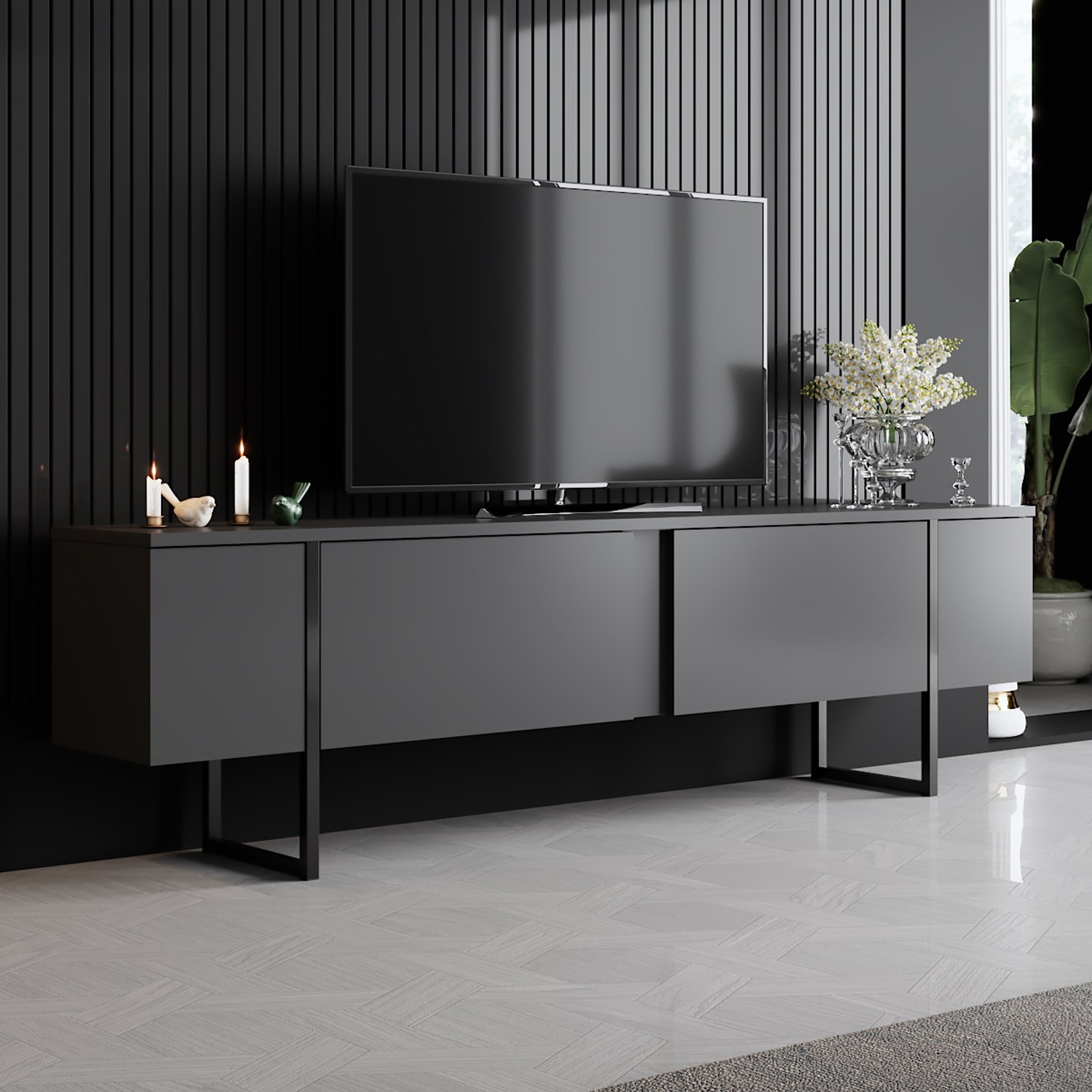 Oferte la Comoda TV 180 X 30 X 50 Luxe - Anthracite, Black