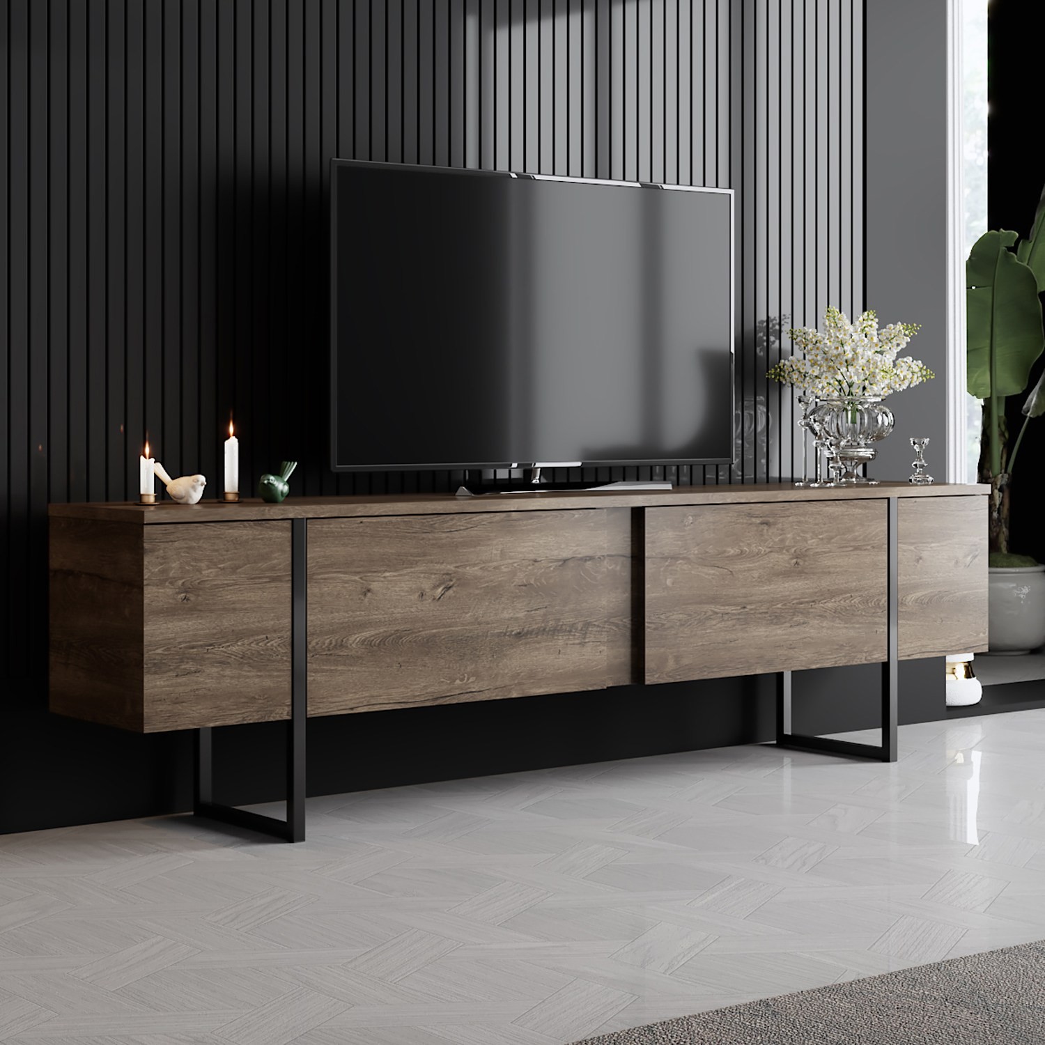 Oferte la Comoda TV 180 X 30 X 50 Luxe - Walnut, Black