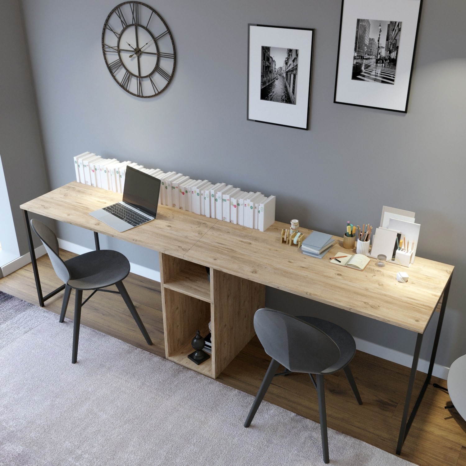 Birou modern de culoare Stejar L196
