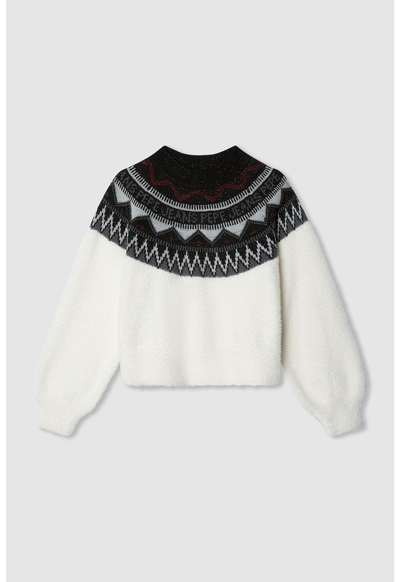 Pulover din amestec de bumbac - Negru/Rosu inchis/Alb murdar