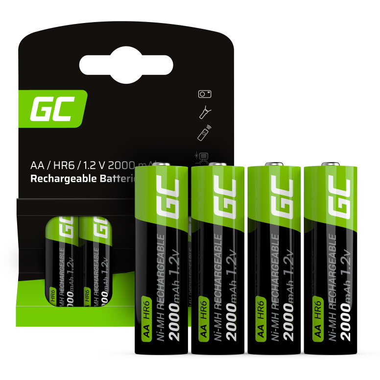 Oferte la Set 4 Acumulatori Reincarcabili GR02 AA HR6 2000mAh 1.2V Negru/Verde