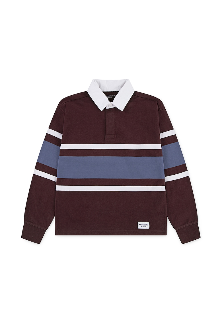 Oferte la Bluza polo in dungi - Alb/Albastru pastel/Violet pruna