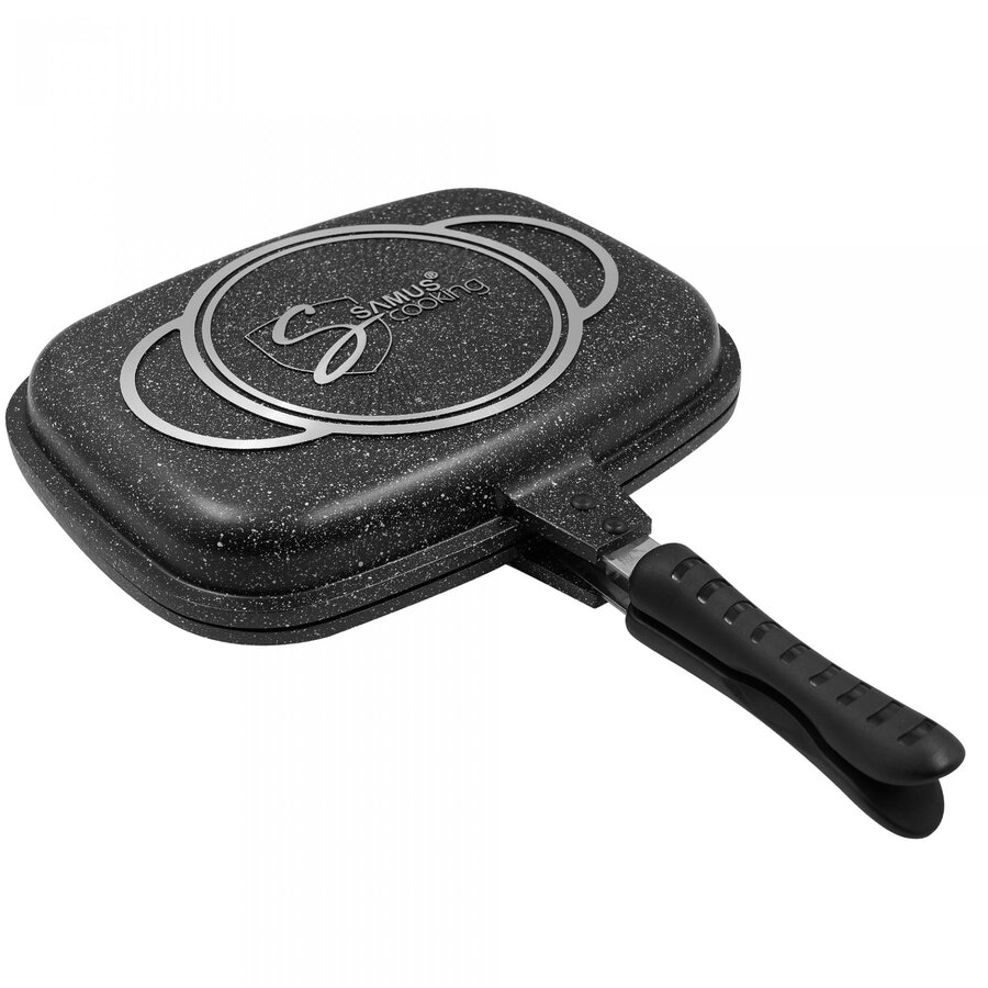 Oferte la Tigaie Grill Dubla TOL3232-GC Aluminiu Turnat Invelis Marmura Antiaderenta