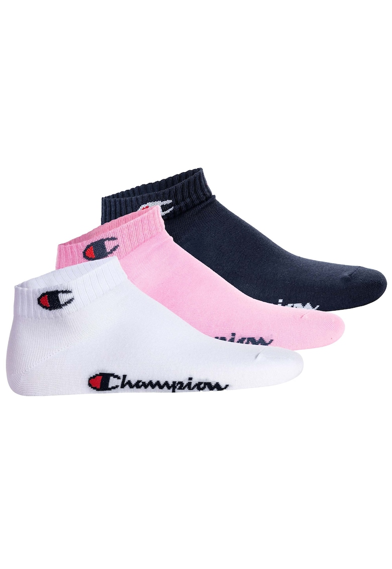 Oferte la Set de sosete unisex pana la glezna - 3 perechi - Alb/Roz/Albastru