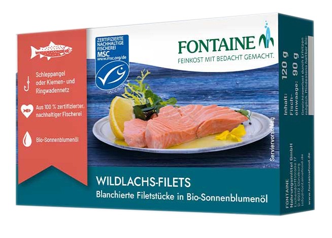 Oferte la File de somon sălbatic în ulei bio de floarea soarelui, 125g Fontaine