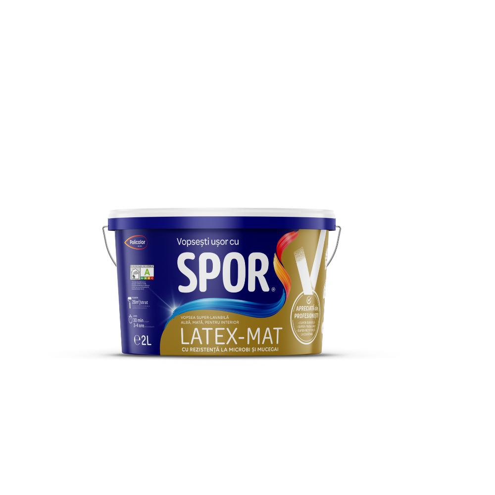 Oferte la Vopsea super-lavabila interior Spor latex-mat, alb, 2 l