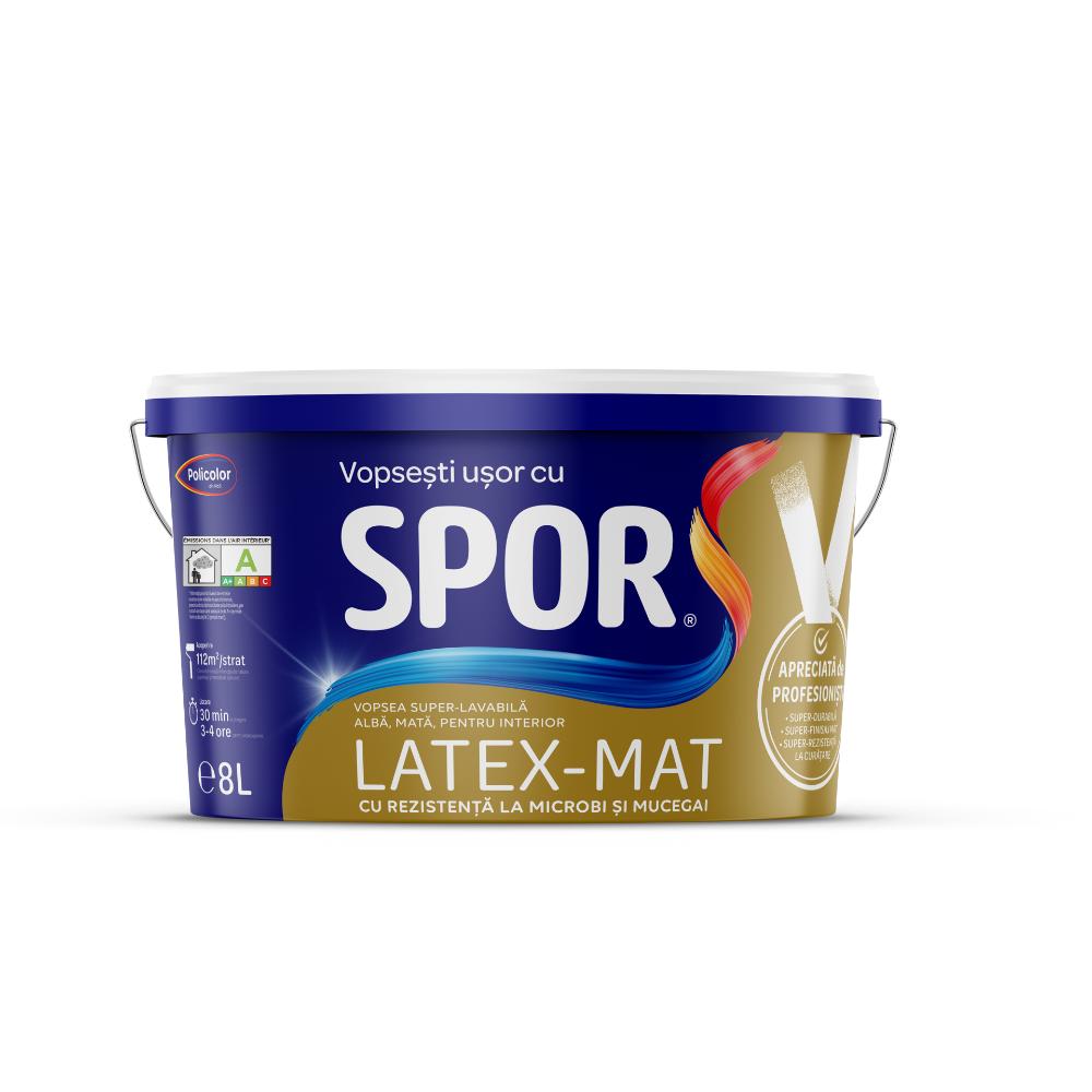 Oferte la Vopsea super-lavabila interior Spor latex-mat, alb, 8 l