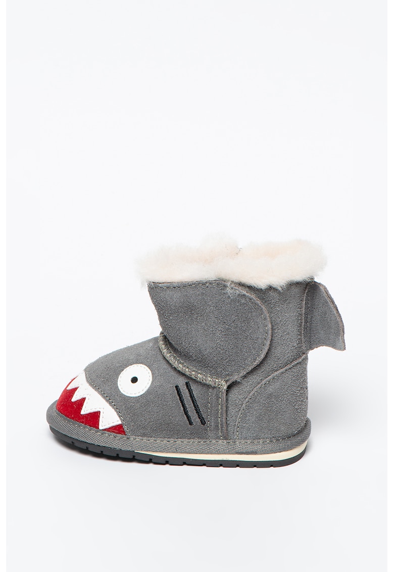 Oferte la Ghete de iarna din piele intoarsa cu captuseala de lana si fara inchidere Shark Walker