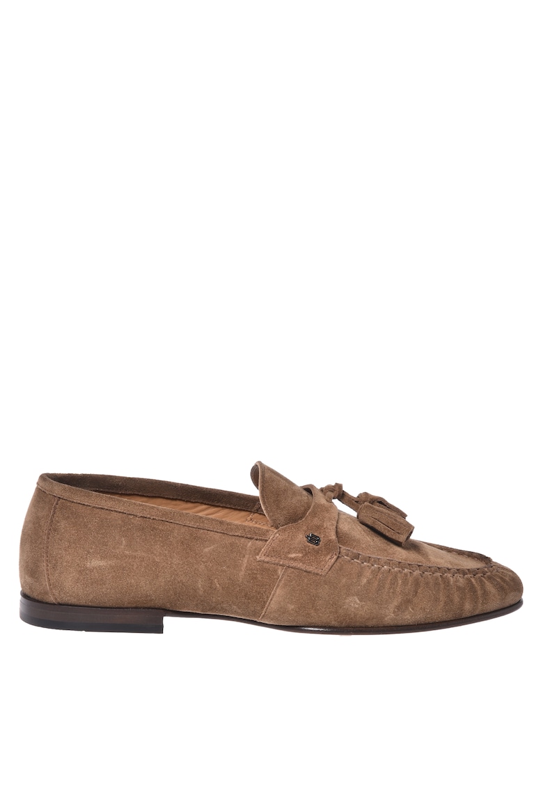 Oferte la Pantofi loafer din piele intoarsa cu canafi - Caramel