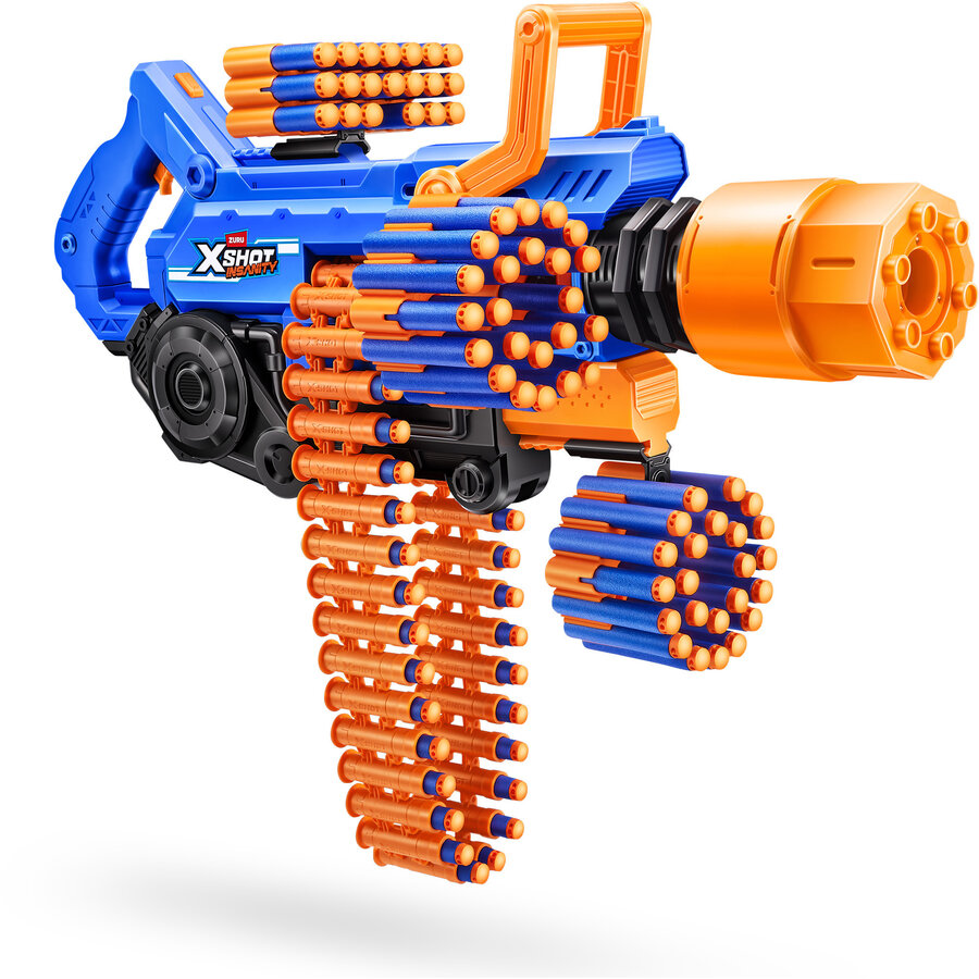 Oferte la Blaster cu Sageti din Spuma XSHOT Insanity Blaster Smoke N Barrel Numar Sageti Incluse 72 Varsta Recomandata +8 Ani Multicolor