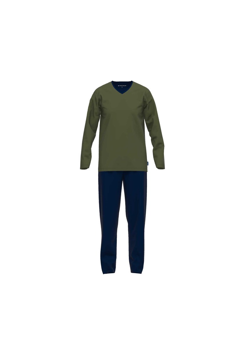 Oferte la Pijama lunga cu decolteu in V - Verde/Albastru inchis