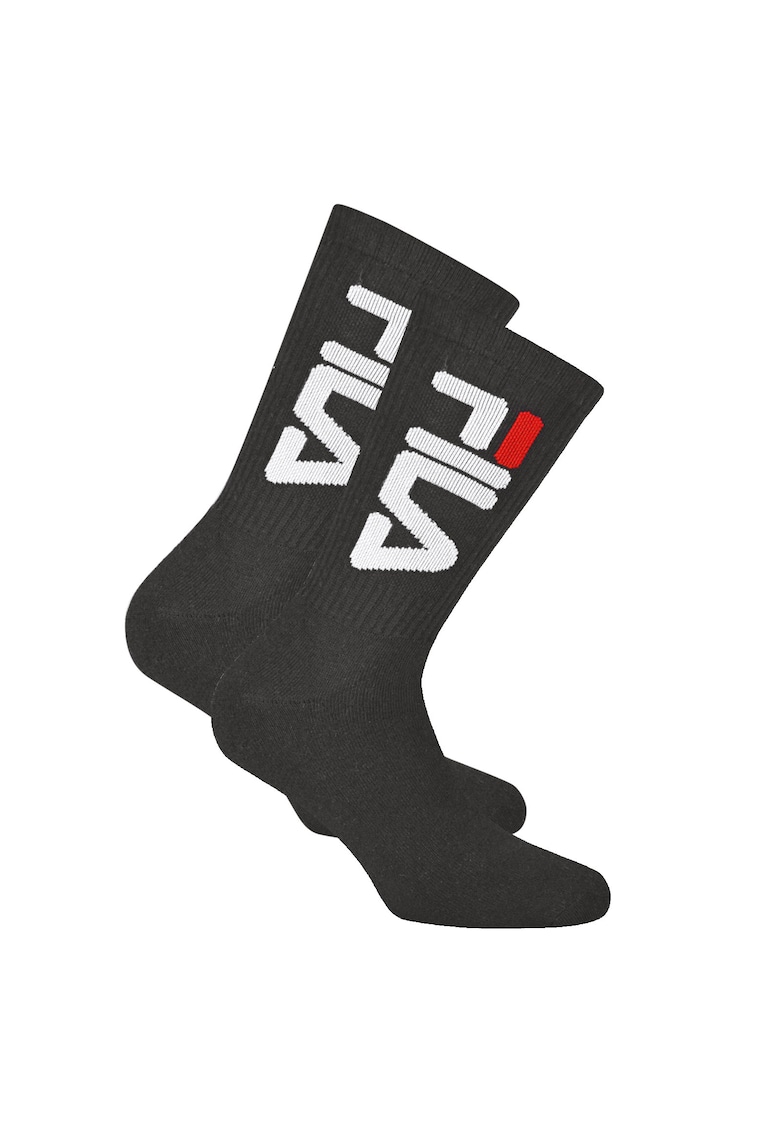 Oferte la Set de sosete lungi unisex cu logo - 2 perechi - Negru