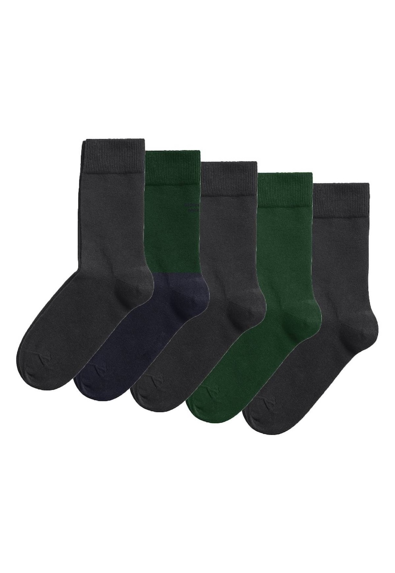 Oferte la Set de sosete lungi - 5 perechi - Verde/Negru