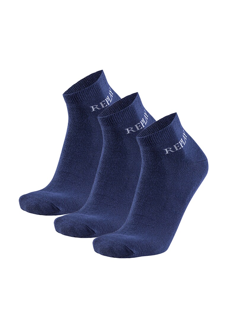 Oferte la Set de sosete unisex scurte cu logo - 3 perechi - Albastru inchis