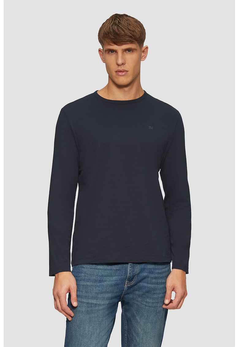 Bluza slim-fit cu decolteu la baza gatului - Albastru ultramarin