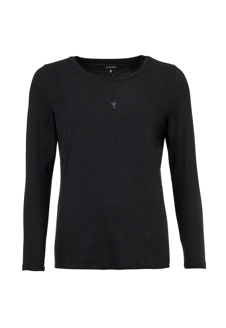 Bluza uni cu decolteu la baza gatului - Negru