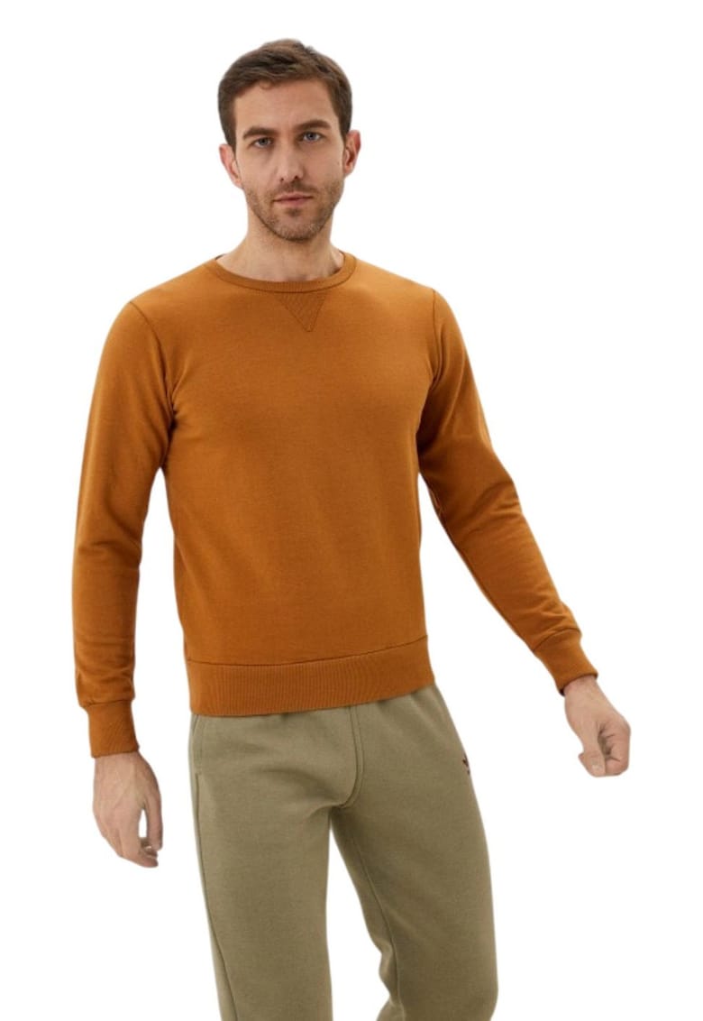 Hanorac barbati  bumbac - maro - croiala regulata - maneca lunga -