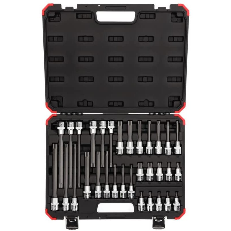 Oferte la Red screwdriver socket set, 1/2 (black/red, 32 pieces, TORX, in case) 3301577