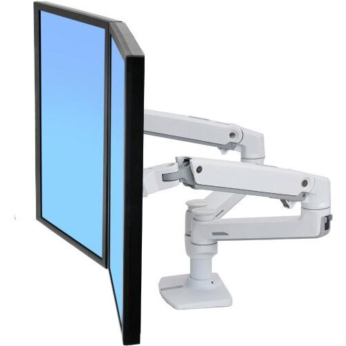 Oferte la Suport monitor pentru birou Ergotron LX Dual 45-491-216, Pivot, Rotire 360, 18kg, Alb