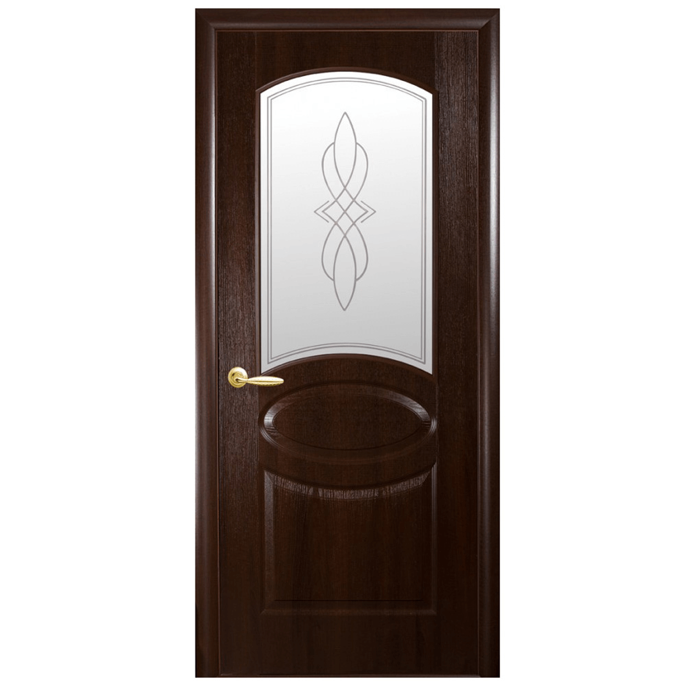Oferte la Usa interior celulara cu geam New Style Fortis Oval, reversibila, MDF, castan, toc fix, 200 x 60 x 3.4 cm
