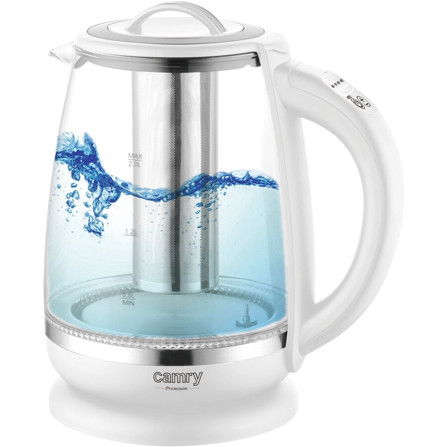 Oferte la Fierbator Electric CR 1290 2.0L Sticla Control Temperatura Infuzor Ceai 2200W Alb
