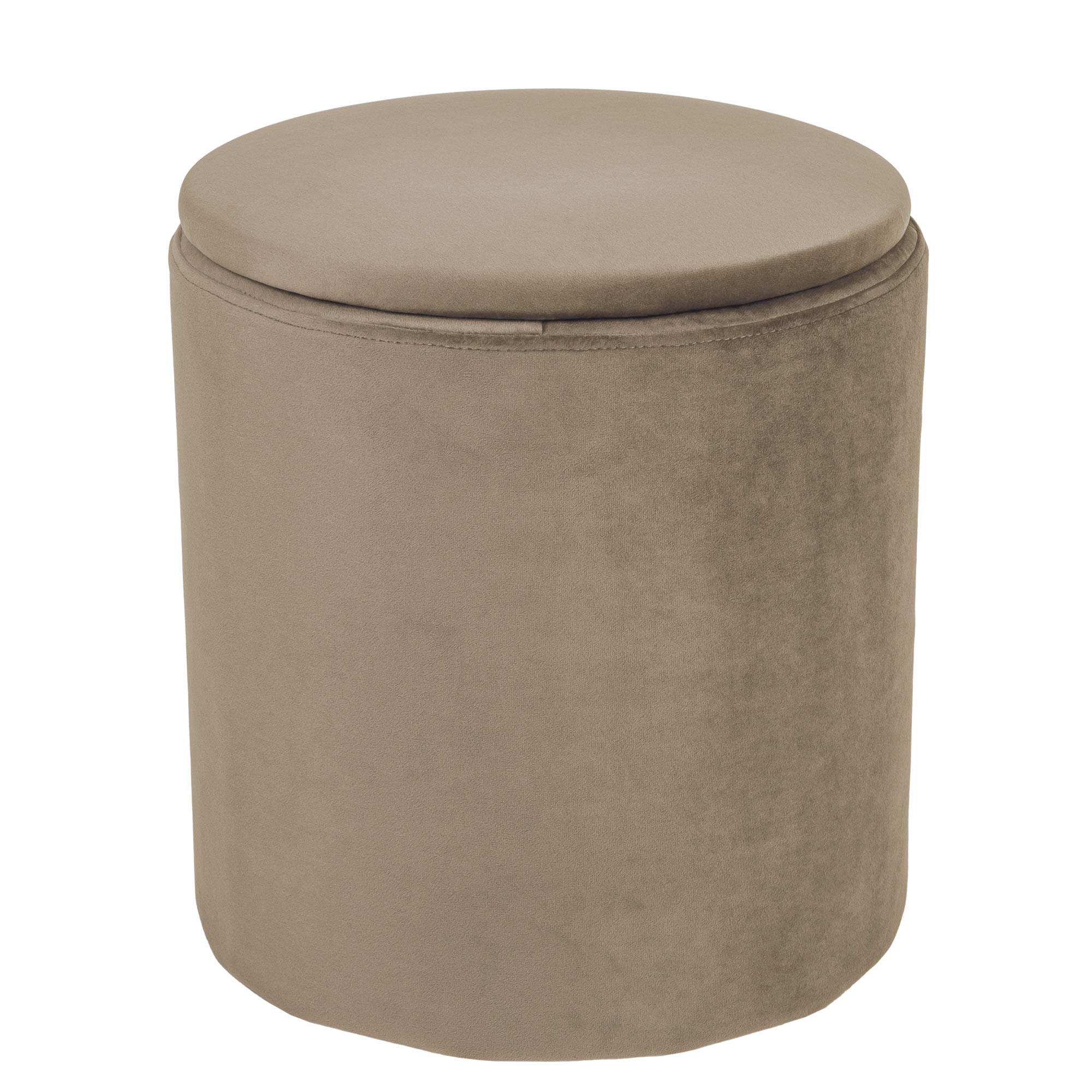 Taburet Nadia, stofa grej H44, cu spatiu depozitare, rotund, 37 x 37 x 42 cm