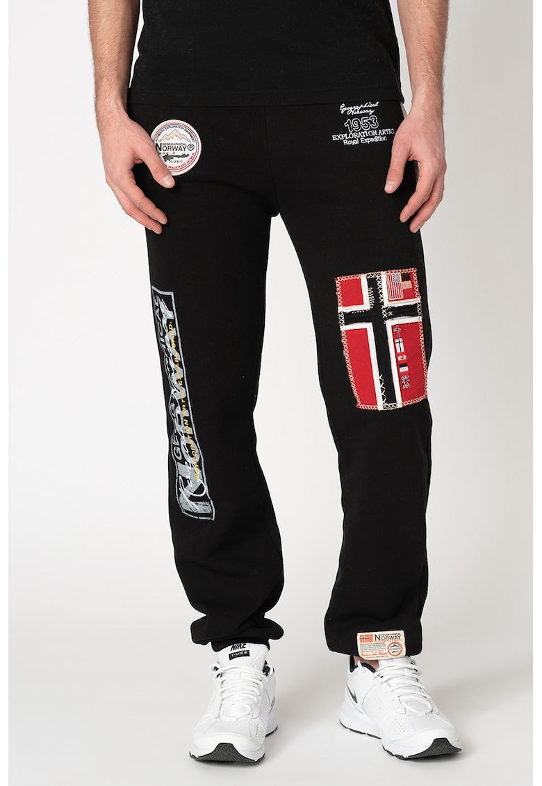 Oferte la Pantaloni de trening cu aplicatii logo Myer - Rosu/Negru/Gri