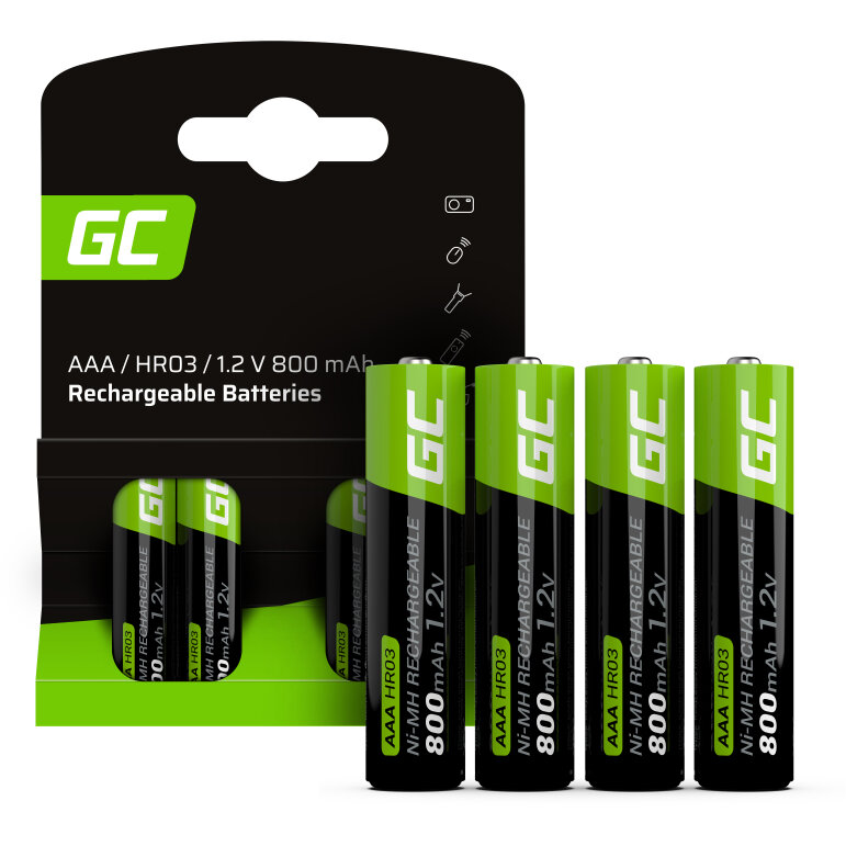 Oferte la Set 4 Acumulatori Reincarcabili GR04 AAA HR03 800mAh Negru/Verde