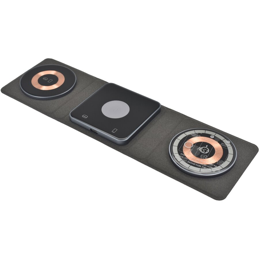 Oferte la Incarcator Wireless 3-in-1 Magnetic Pliabil Negru/Cupru