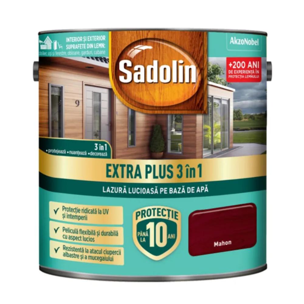 Oferte la Lazura lucioasa pentru lemn Sadolin Extra Plus 3 in 1, interior/exterior, mahon, 2.5 l