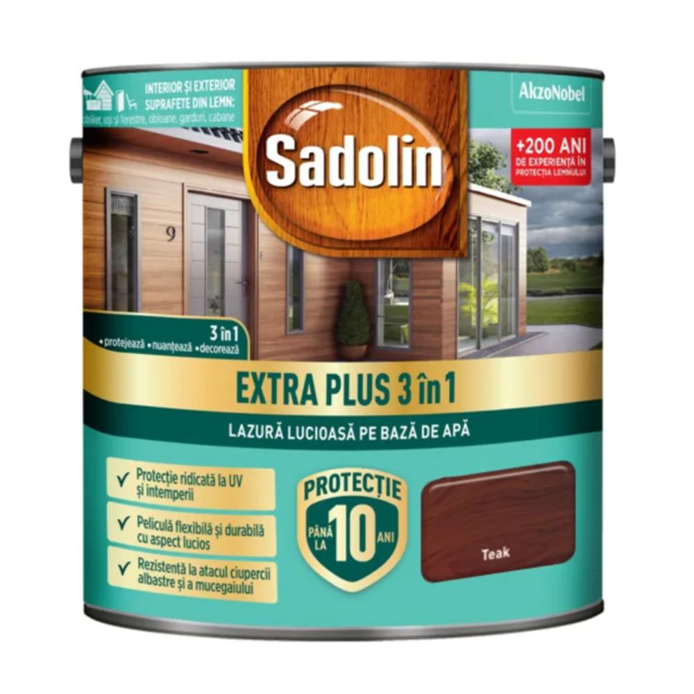 Oferte la Lazura lucioasa pentru lemn Sadolin Extra Plus 3 in 1, interior/exterior, teak, 2.5 l