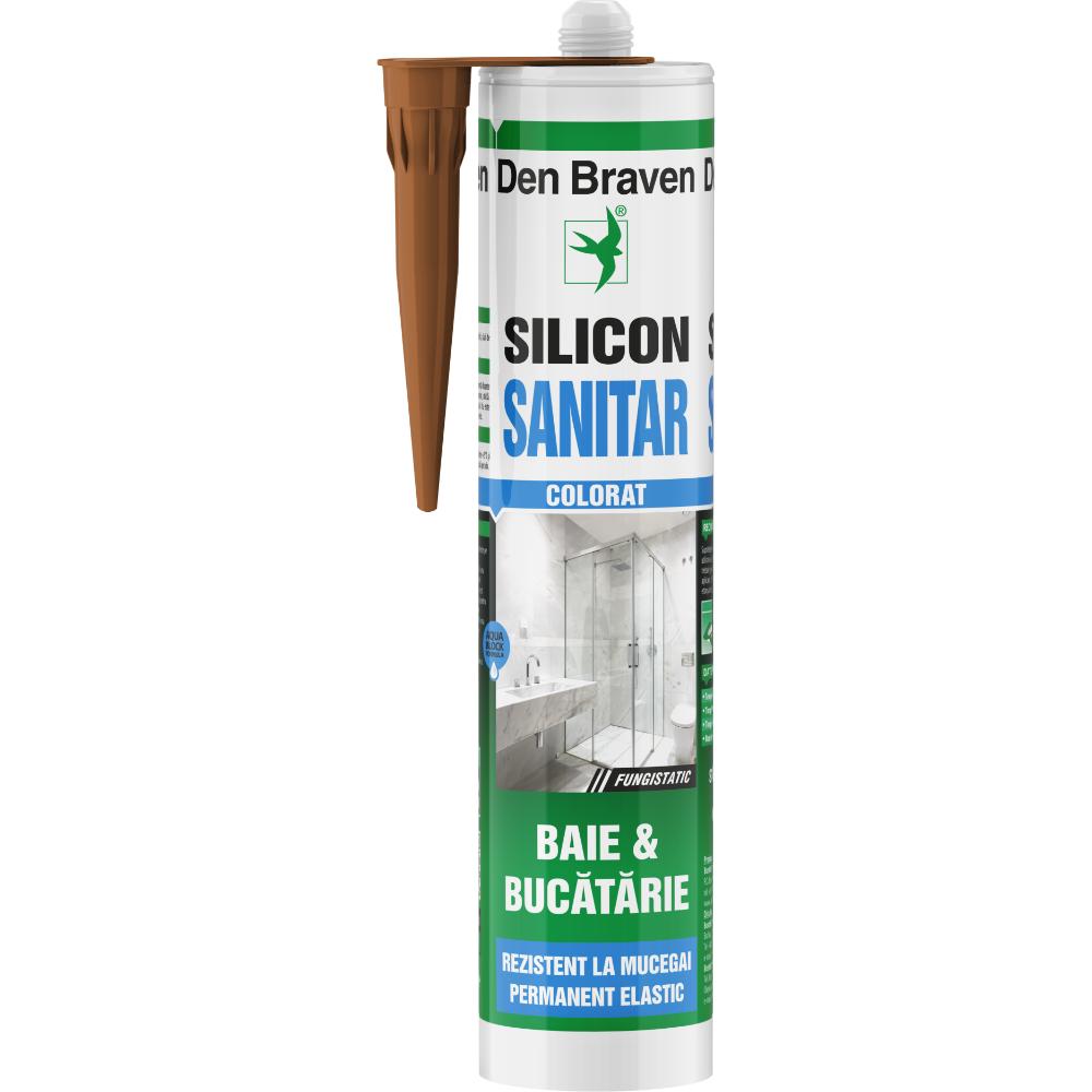 Oferte la Silicon sanitar Den Braven, interior/exterior, maro, 280 ml