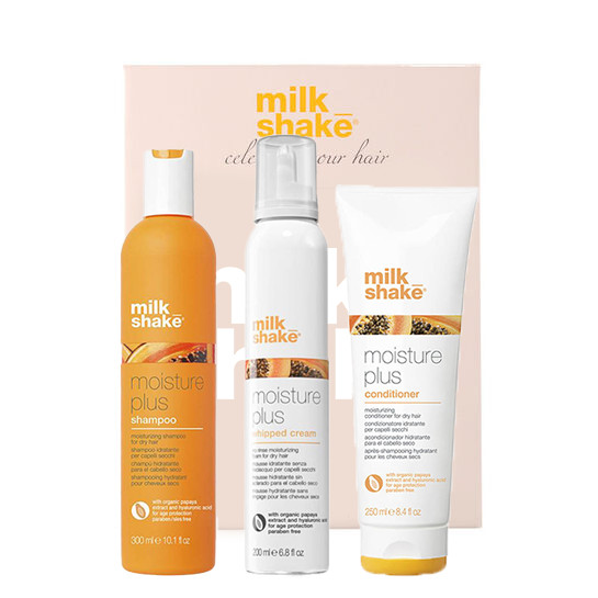 Oferte la Kit pentru hidratare intensiva Milk Shake Moisture Plus Sampon 300 ml + Balsam 250 ml + Balsam spuma 200 ml (Concentratie: Sampon, Gramaj: 300 ml + 250 ml + 200 ml)